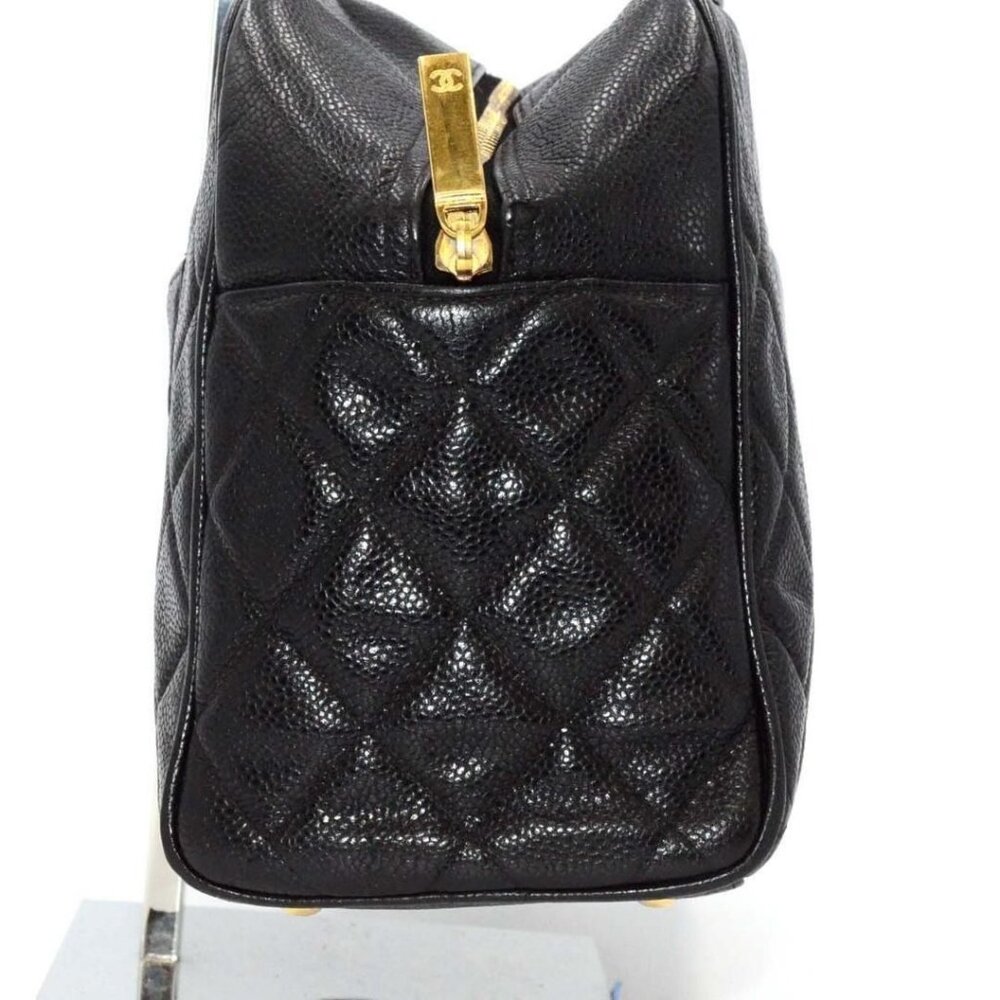 CHANEL Classic Caviar CC Quilted Large Travel Bowler Duffle Bag Purse - Picture 5 of 13